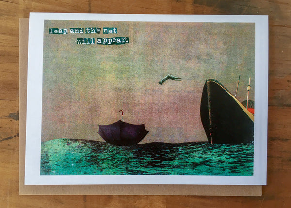 Leap and the net will appear John Burroughs Quote Greeting Card