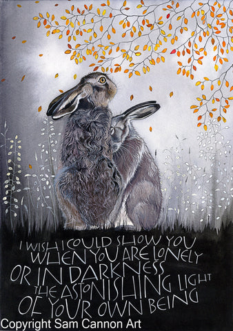 Sam Cannon Astonishing Light of Your Own Being Greeting Card with pair of rabbits