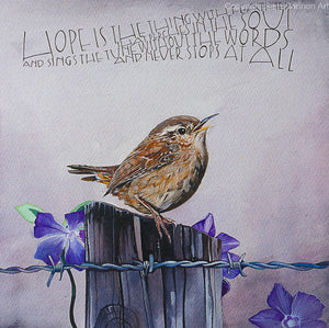 Sam Cannon Hope is the Thing with Feathers Greeting Card with bird