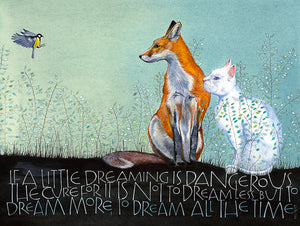 Sam Cannon Dreaming White Cat and the Fox Quote Greeting Card