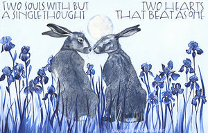 Sam Cannon Two Souls with but Two Hearts Greeting Card with pair of rabbits